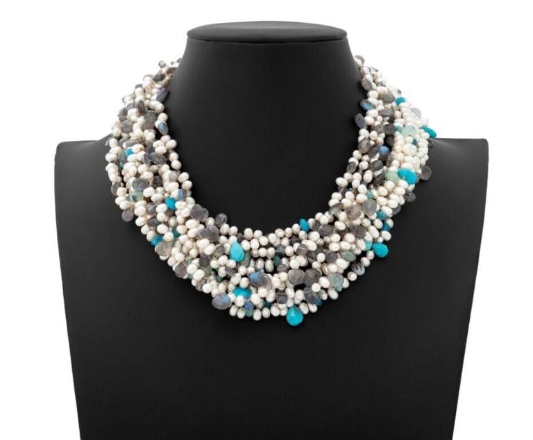 18k Gold Multi-Gemstone Necklace