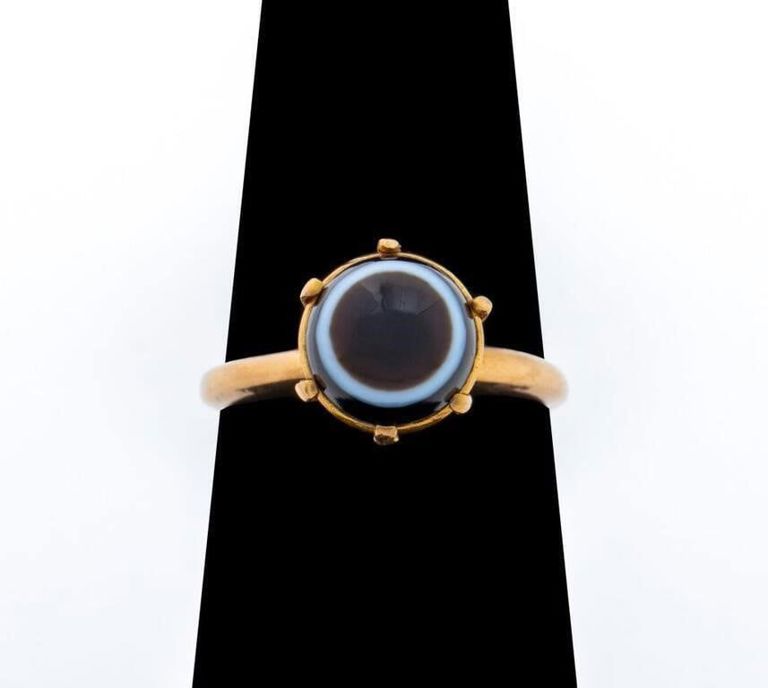 14k Gold Agate Ring