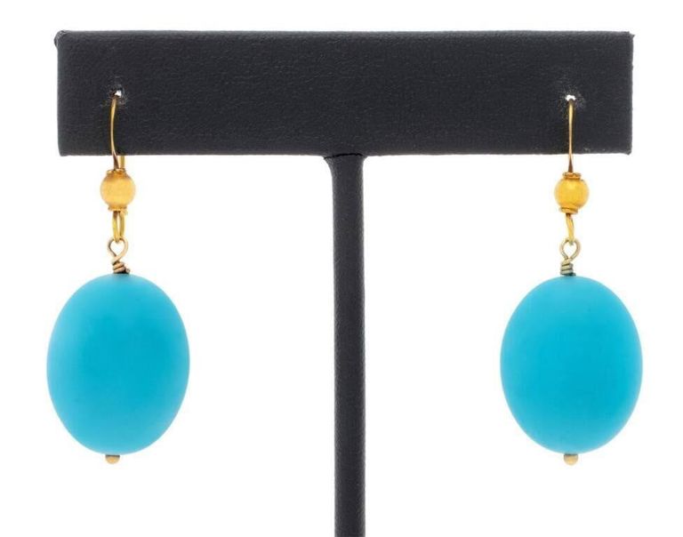 18k Gold Turquoise Earrings