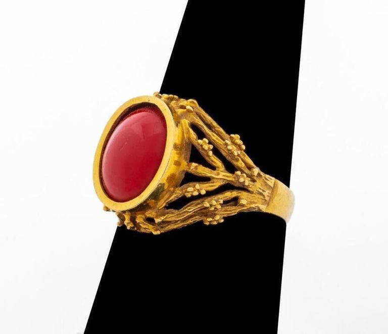 18k Gold Simulated Coral Ring