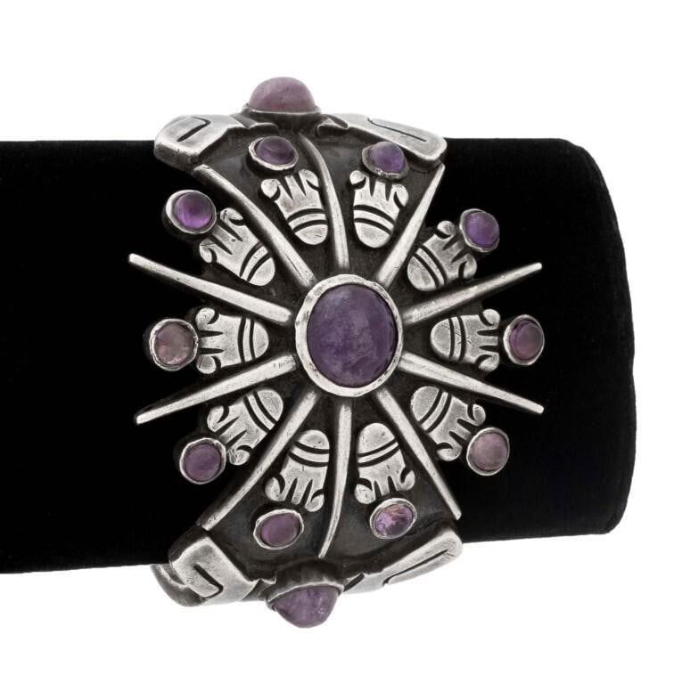 Sterling Silver Amethyst Cuff Bracelet