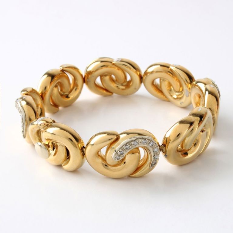 18k Yellow Gold Diamond Link Bracelet