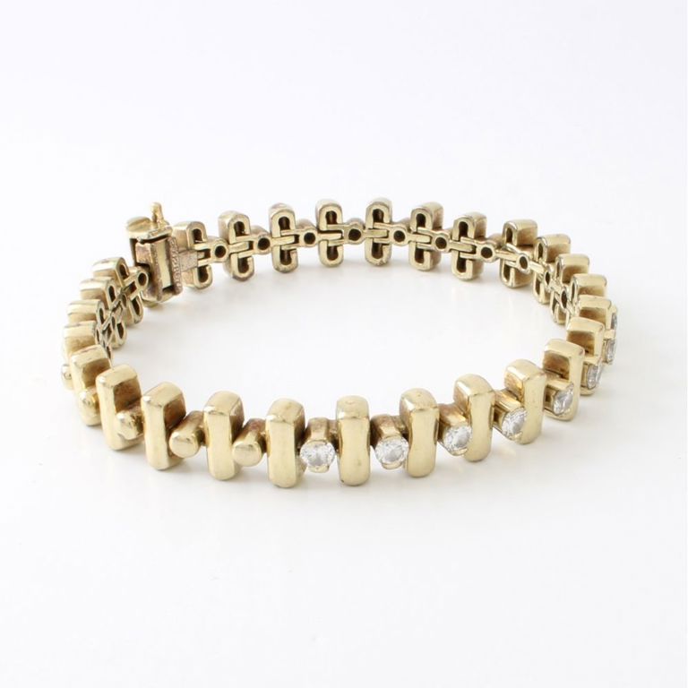 14k Yellow Gold Diamond Link Bracelet