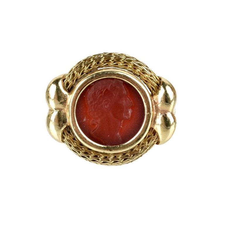 14k Yellow Gold Carnelian Intaglio Ring