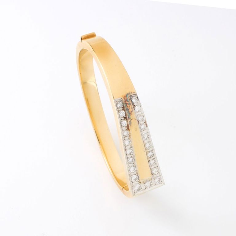 18k Yellow Gold Diamond Bangle Bracelet