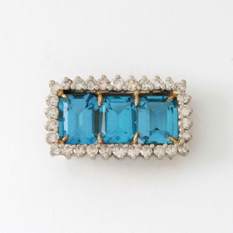 14k Yellow Gold Topaz and Diamond Slide Pendant