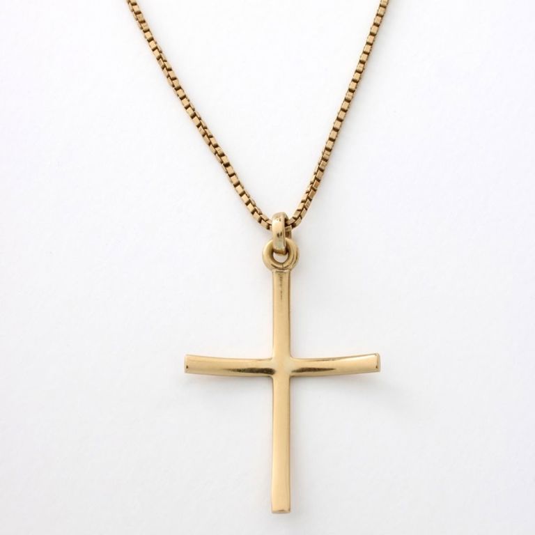 18k Yellow Gold Cross Pendant Necklace