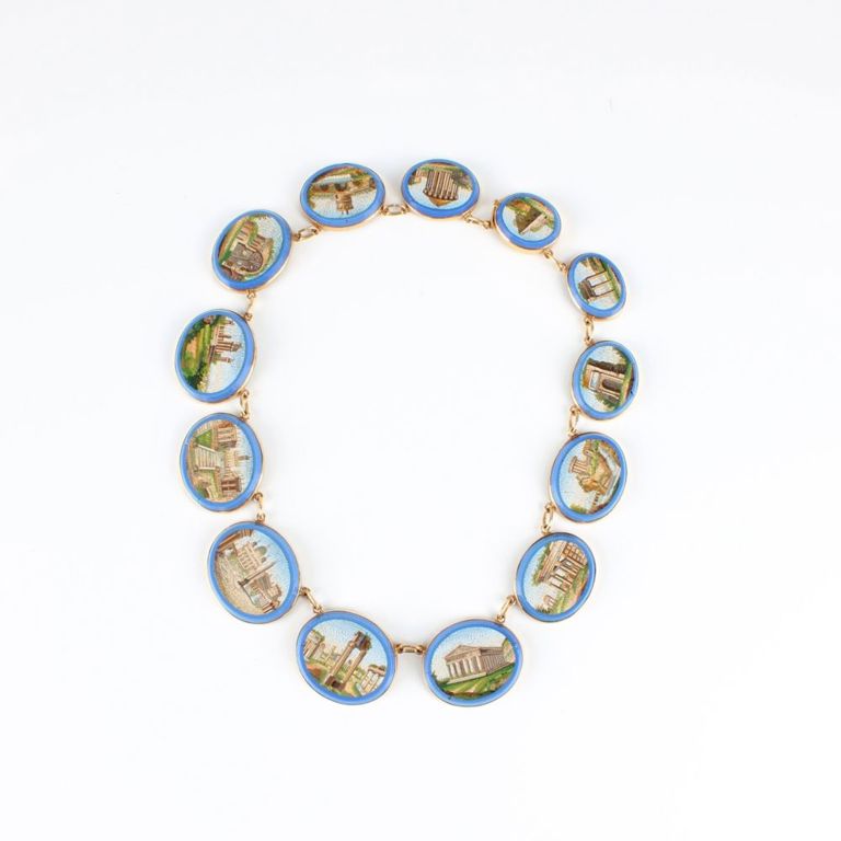 14k Yellow Gold Micro-Mosaic Choker Necklace