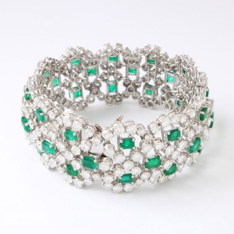 950 Platinum Emerald and Diamond Bracelet