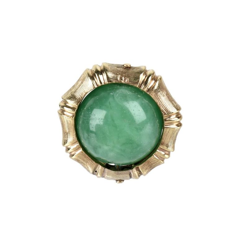 14k Yellow Gold Chrysoprase Ring