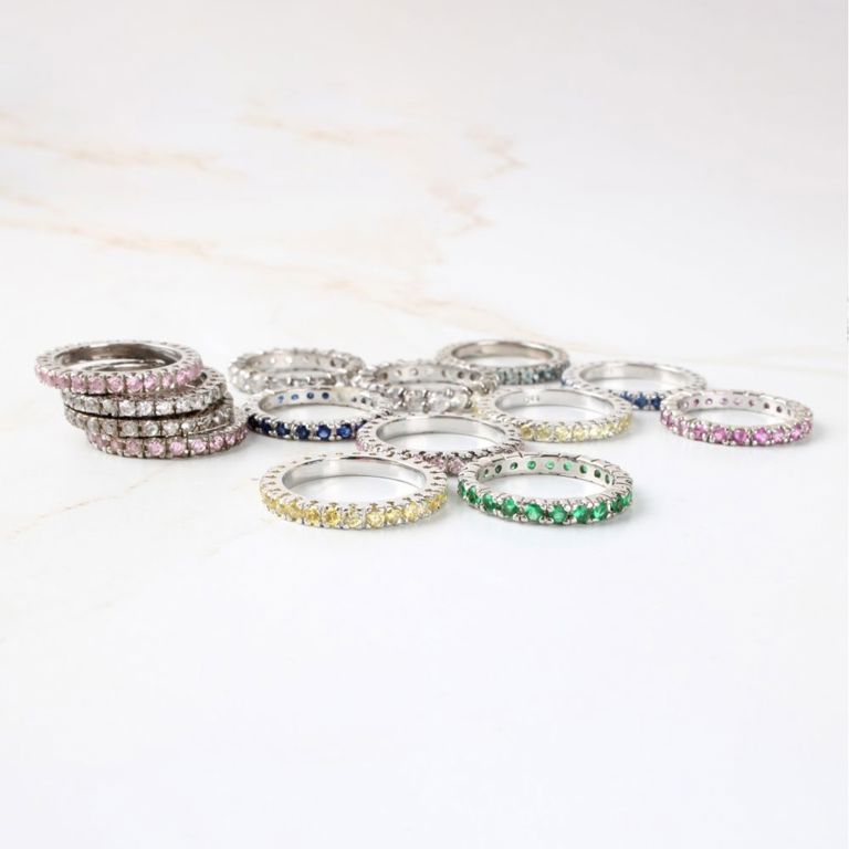 Sterling Silver Cubic Zirconia Eternity Rings