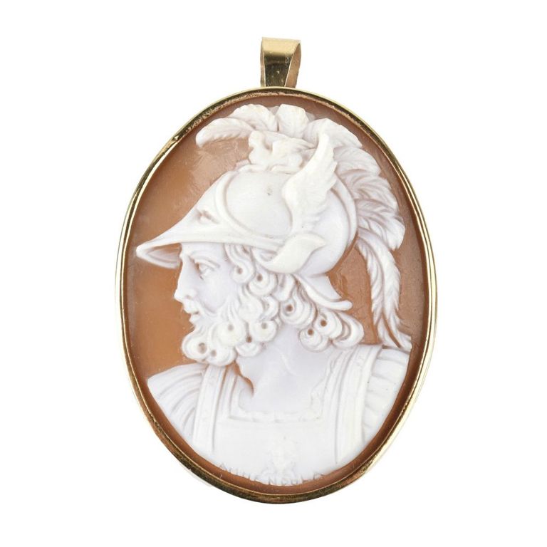 14k Yellow Gold Shell Cameo Pendant/Brooch