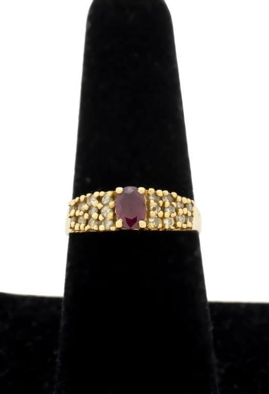 14k Yellow Gold Ruby and Diamond Ring