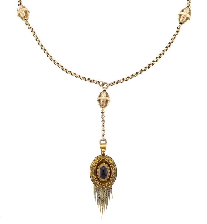 Gold Garnet Pendant Necklace