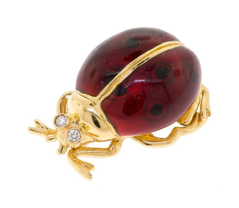 18k Gold Diamond Brooch