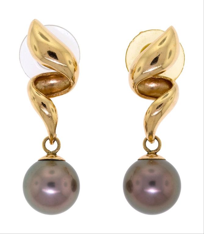 14k Gold Pearl Earrings
