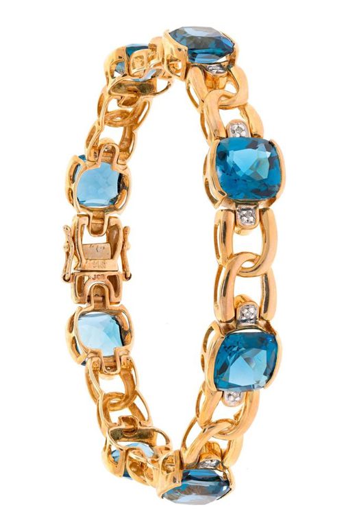 14k Gold Topaz and Diamond Bracelet