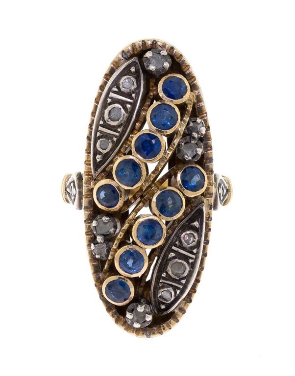 14k Gold Sapphire and Diamond Ring