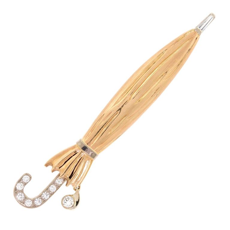 14k Gold Diamond Brooch