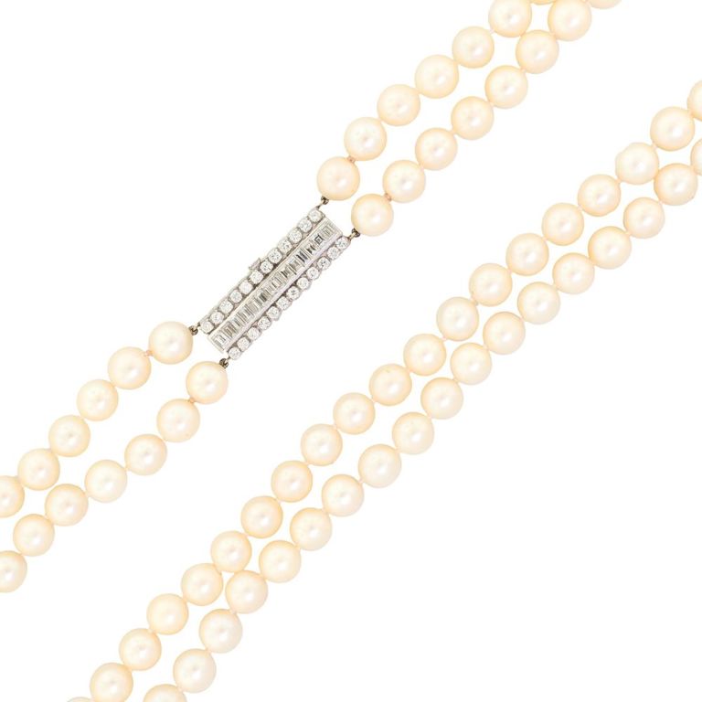 18k Gold Pearl and Diamond Necklace