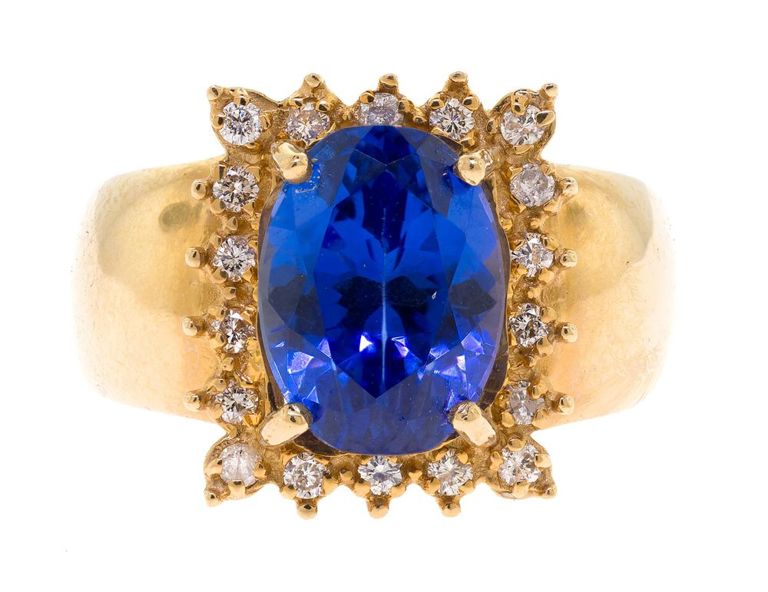 14k Gold Tanzanite and Diamond Ring