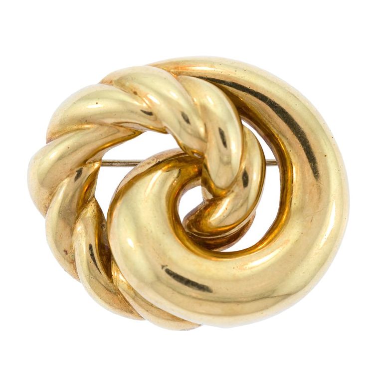 18k Gold Swirl Brooch