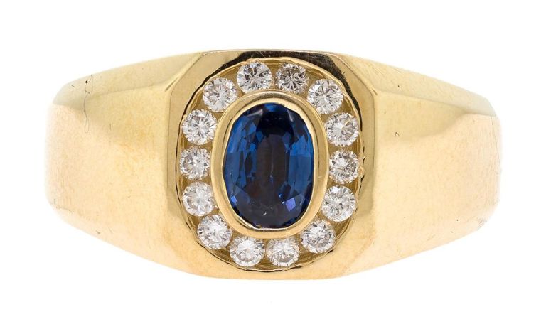 14k Gold Sapphire and Diamond Ring
