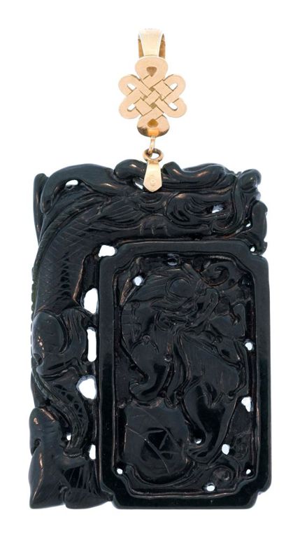 14k Gold Jade Pendant