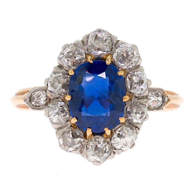 15k Gold Sapphire and Diamond Ring