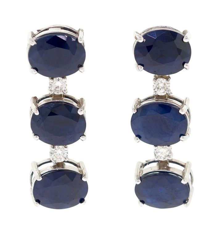 14k Gold Sapphire and Diamond Earrings