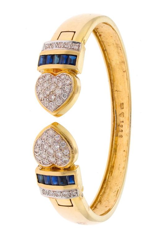 18k Gold Diamond and Sapphire Bracelet