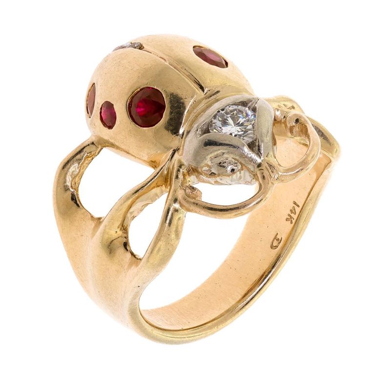 14k Gold Ruby and Diamond Ring