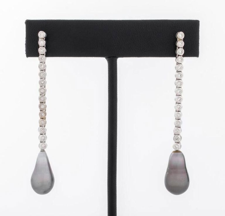 18k Gold Diamond Pearl Earrings