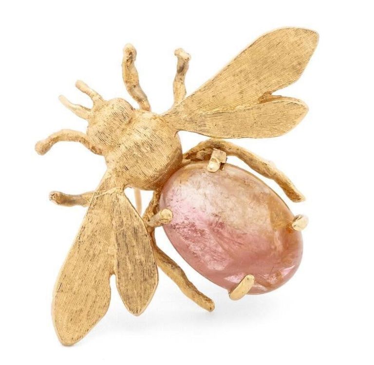 14k Yellow Gold Tourmaline Brooch