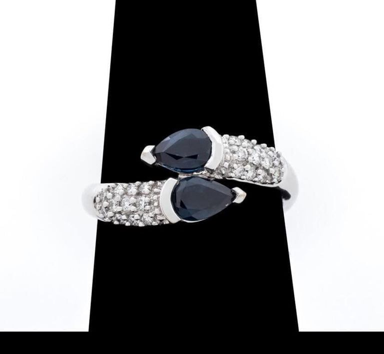 14k White Gold Sapphire and Diamond Ring