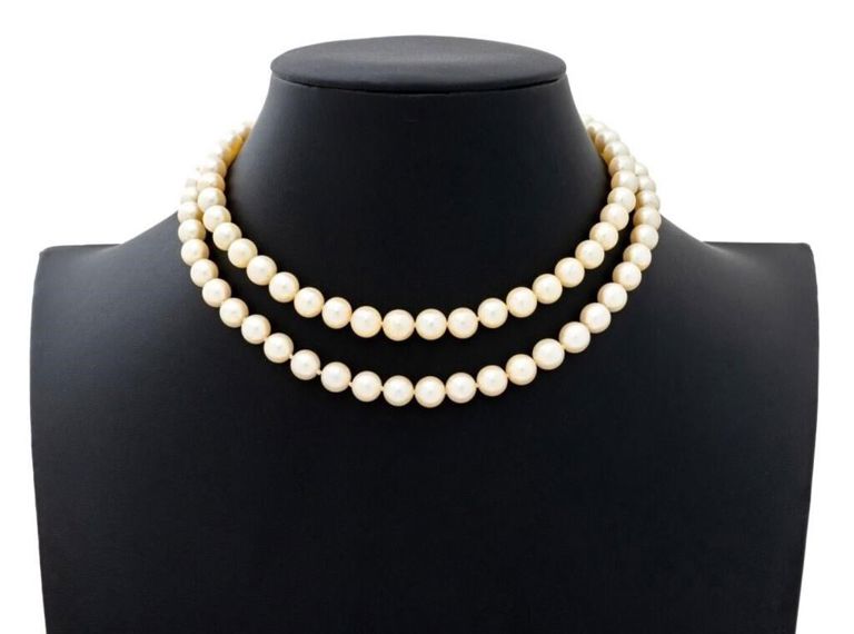 14k White Gold Diamond and Pearl Necklace