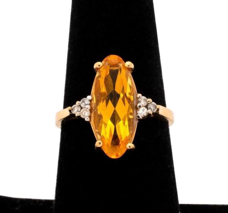 14k Yellow Gold Tourmaline and Diamond Ring