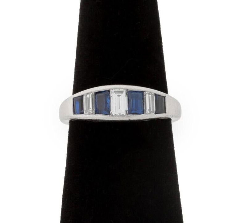 Platinum Sapphire and Diamond Ring