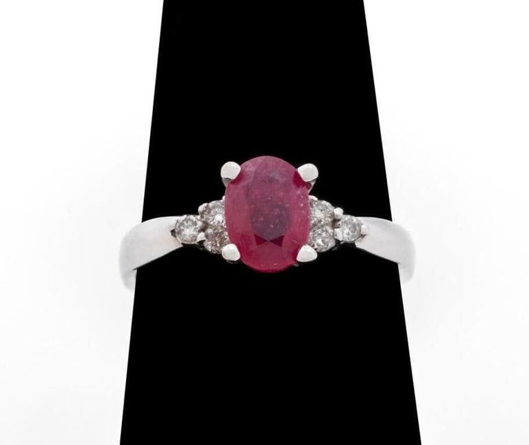 14k White Gold Ruby and Diamond Ring