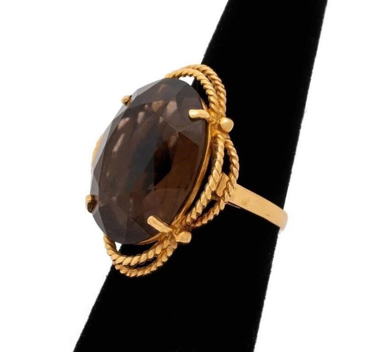 14k Yellow Gold Quartz Ring