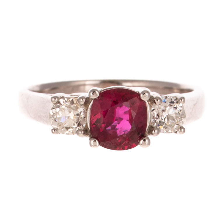 14k White Gold Ruby and Diamond Ring
