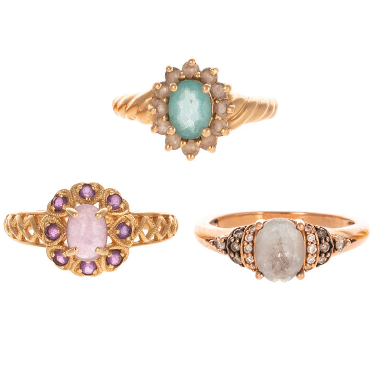 Three 14k Yellow Gold Gemstone Ring