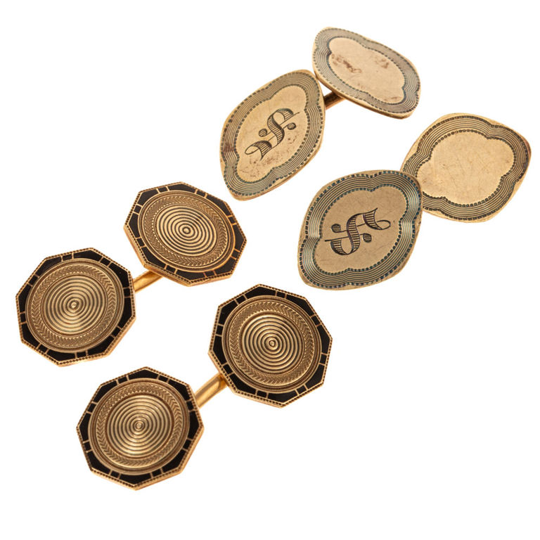 Two Pairs of 14k Yellow Gold Cufflinks