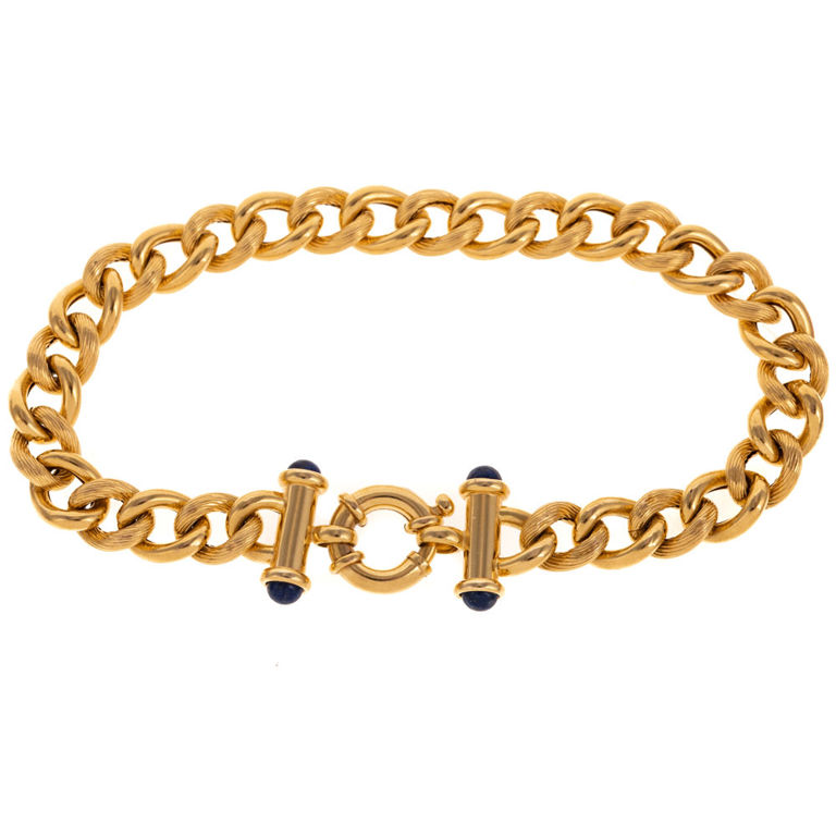 14k Yellow Gold Lapis Lazuli Link Bracelet