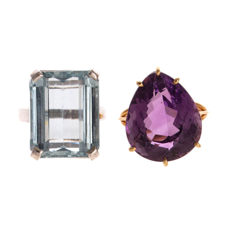 Two 14k Gold Gemstone Rings