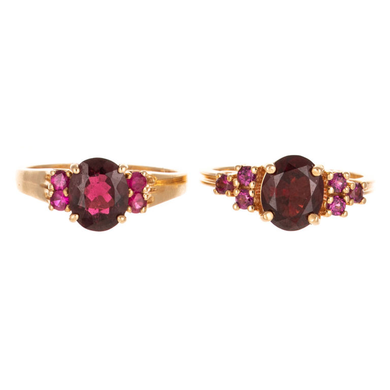 Two 14k Yellow Gold Gemstone Rings