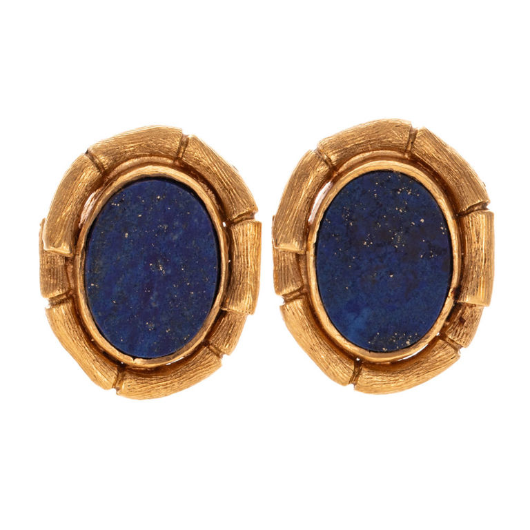 14k Yellow Gold Lapis Lazuli Cufflinks