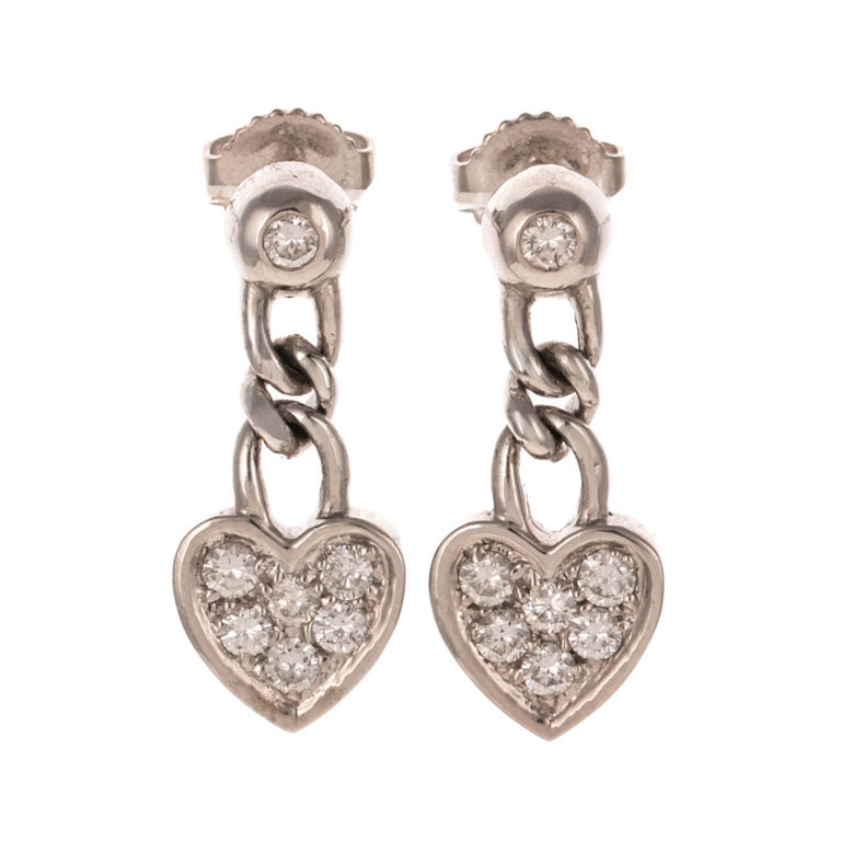 14k and 18k White Gold Diamond Dangle Earrings