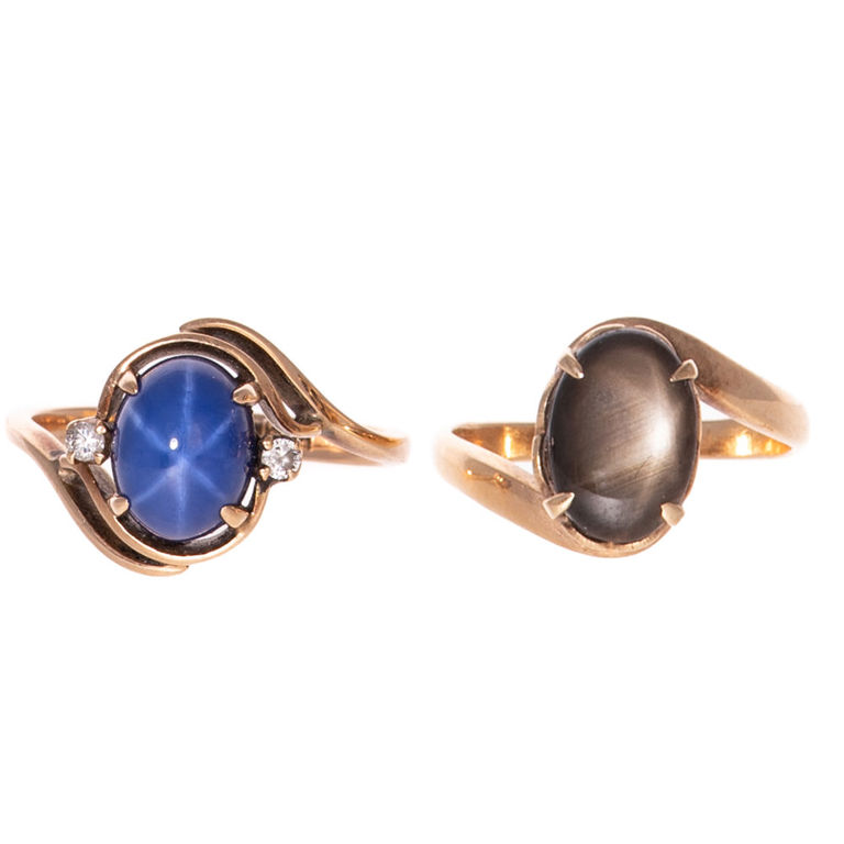 Two 14k Yellow Gold Star Sapphire Rings