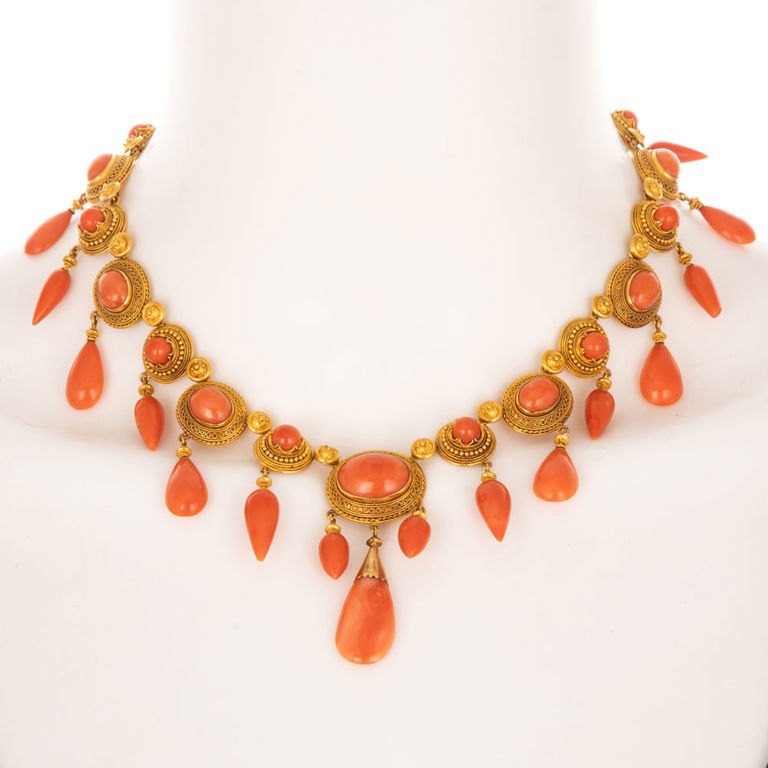 22k Yellow Gold Coral Necklace